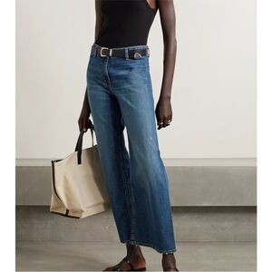 Nili Lotan Jeans Megan Wide Leg Distressed in Blue